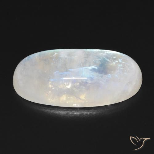 Rainbow Moonstone Gemstone in 22.3 x 11.5 mm Size for Sale, Rainbow Moonstone Stone in Bluish White Color