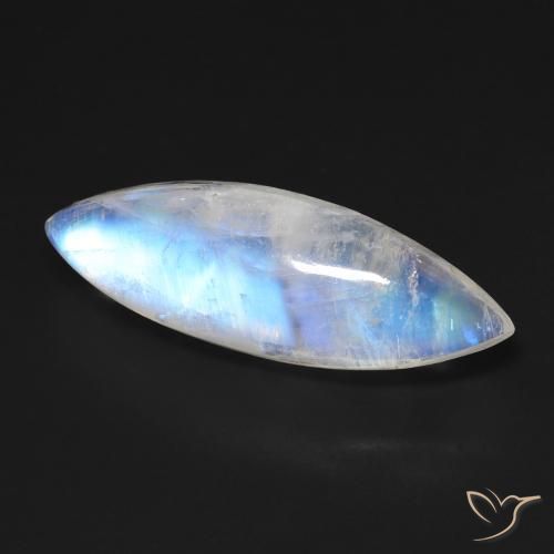 12.50 ct White Rainbow Moonstone Stone, Natural Rainbow Moonstone in Marquise Cabochon Shape for Sale