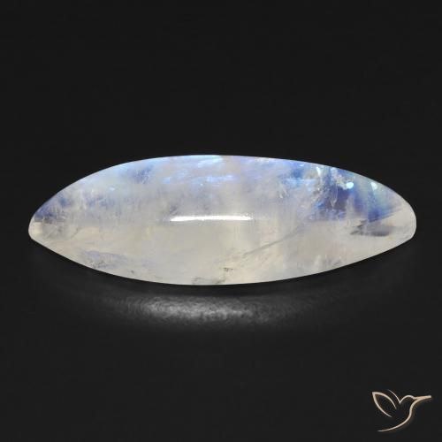 Rainbow Moonstone Gemstone in 27.2 x 9.4 mm Size for Sale, Rainbow Moonstone Stone in Bluish White Color