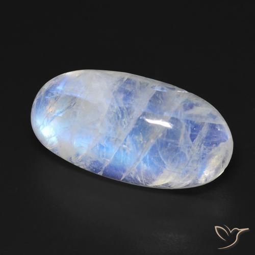 14.37 ct White Rainbow Moonstone Stone, Natural Rainbow Moonstone in Oval Cabochon Shape for Sale