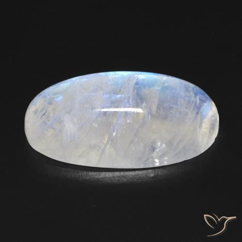 Rainbow Moonstone Gemstone in 22.4 x 11.6 mm Size for Sale, Rainbow Moonstone Stone in Bluish White Color