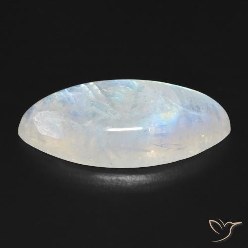 Rainbow Moonstone Gemstone in 24.6 x 10.9 mm Size for Sale, Rainbow Moonstone Stone in Bluish White Color