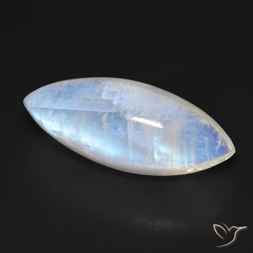 18.46 ct White Rainbow Moonstone Stone, Natural Rainbow Moonstone in Marquise Cabochon Shape for Sale