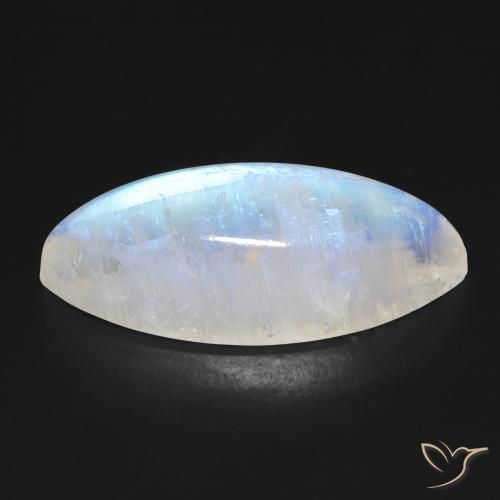 Rainbow Moonstone Gemstone in 26.9 x 11.2 mm Size for Sale, Rainbow Moonstone Stone in Bluish White Color