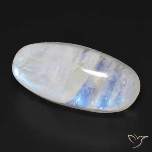 21.21 ct White Rainbow Moonstone Stone, Natural Rainbow Moonstone in Oval Cabochon Shape for Sale