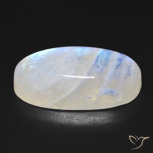Rainbow Moonstone Gemstone in 24.8 x 12 mm Size for Sale, Rainbow Moonstone Stone in Bluish White Color