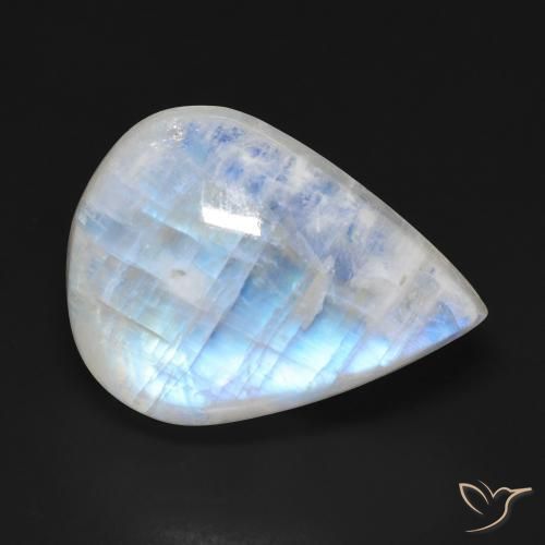 20.29ct Natural Bluish White Rainbow Moonstone, Pear Shape, Transparent