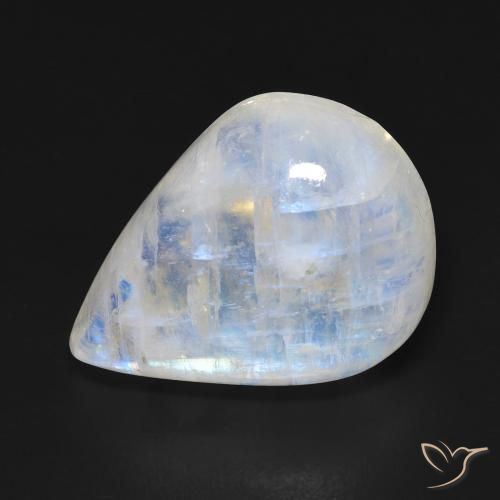20.29 ct White Rainbow Moonstone Stone, Natural Rainbow Moonstone in Pear Cabochon Shape for Sale