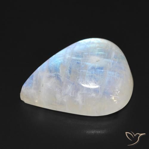 Rainbow Moonstone Gemstone in 21.3 x 15.9 mm Size for Sale, Rainbow Moonstone Stone in Bluish White Color
