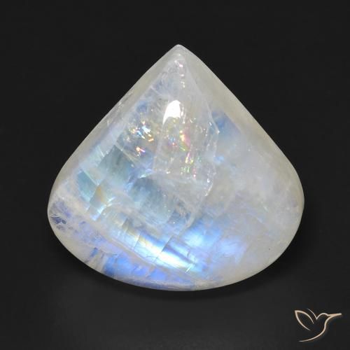 12.84ct Natural Bluish White Rainbow Moonstone, Pear Shape, Transparent