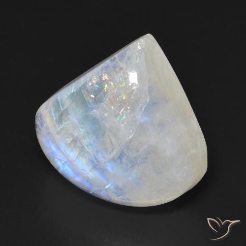 12.84 ct White Rainbow Moonstone Stone, Natural Rainbow Moonstone in Pear Cabochon Shape for Sale