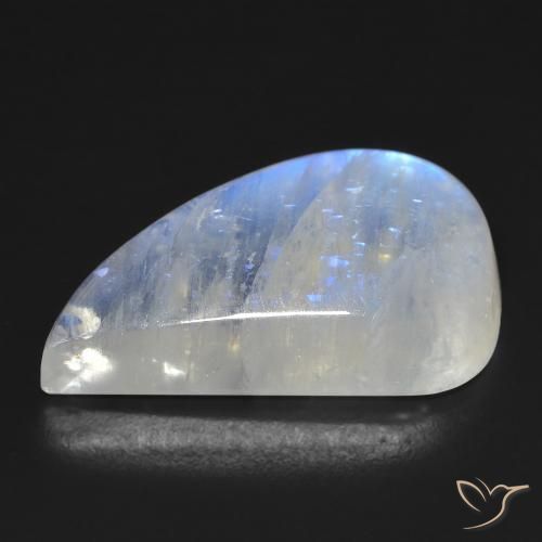 Rainbow Moonstone Gemstone in 25.8 x 15.4 mm Size for Sale, Rainbow Moonstone Stone in Bluish White Color