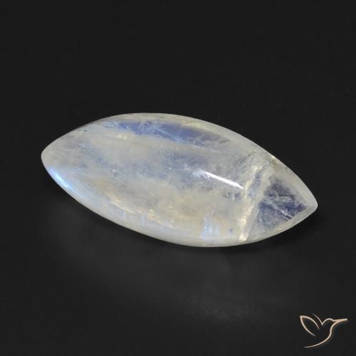 6.63 ct White Rainbow Moonstone Stone, Natural Rainbow Moonstone in Marquise Cabochon Shape for Sale