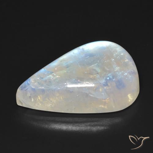 Rainbow Moonstone Gemstone in 24.7 x 15.7 mm Size for Sale, Rainbow Moonstone Stone in Bluish White Color