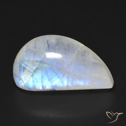 10.97ct Natural Bluish White Rainbow Moonstone, Fancy, Transparent