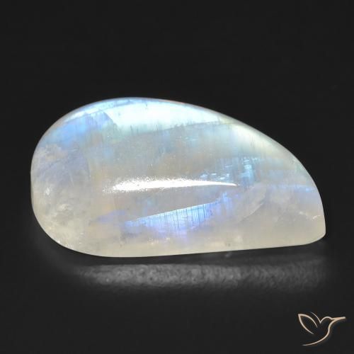 Rainbow Moonstone Gemstone in 21 x 11.7 mm Size for Sale, Rainbow Moonstone Stone in Bluish White Color