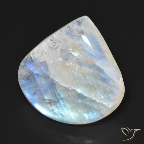 16.66 ct White Rainbow Moonstone Stone, Natural Rainbow Moonstone in Pear Cabochon Shape for Sale