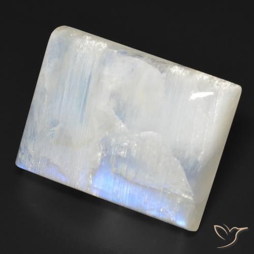 34.86 ct White Rainbow Moonstone Stone, Natural Rainbow Moonstone in Baguette Cabochon Shape for Sale
