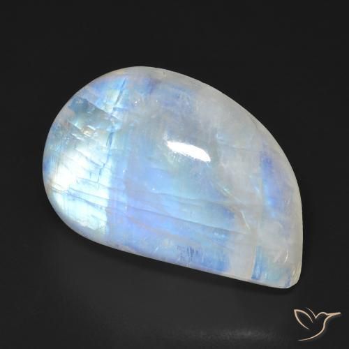 18.29 ct White Rainbow Moonstone Stone, Natural Rainbow Moonstone in Fancy Cabochon Shape for Sale