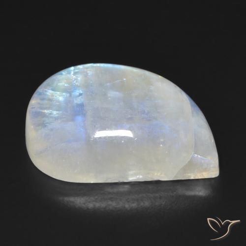Rainbow Moonstone Gemstone in 21.2 x 13.9 mm Size for Sale, Rainbow Moonstone Stone in Bluish White Color
