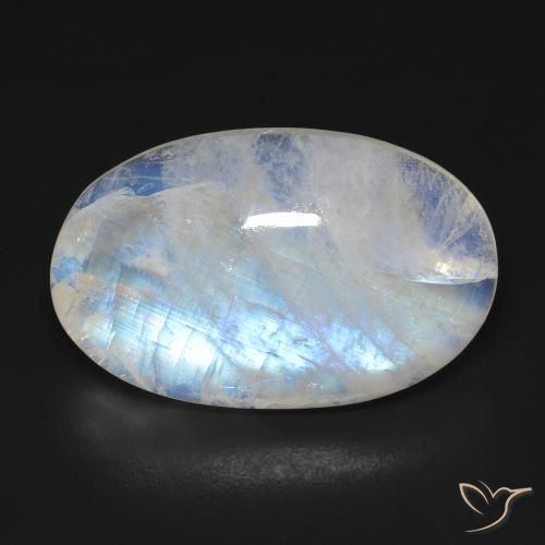 15.32ct Natural Bluish White Rainbow Moonstone, Oval, Transparent