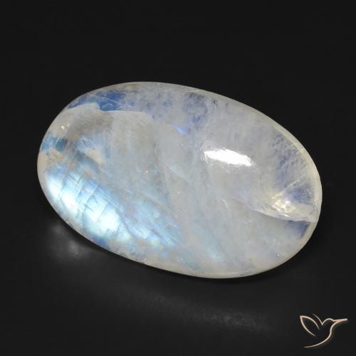 15.32 ct White Rainbow Moonstone Stone, Natural Rainbow Moonstone in Oval Cabochon Shape for Sale
