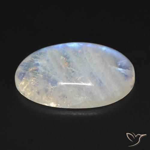 Rainbow Moonstone Gemstone in 22.9 x 14.4 mm Size for Sale, Rainbow Moonstone Stone in Bluish White Color