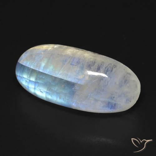 13.15 ct White Rainbow Moonstone Stone, Natural Rainbow Moonstone in Oval Cabochon Shape for Sale