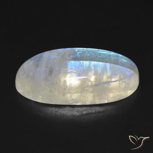 Rainbow Moonstone Gemstone in 22.5 x 10.3 mm Size for Sale, Rainbow Moonstone Stone in Bluish White Color