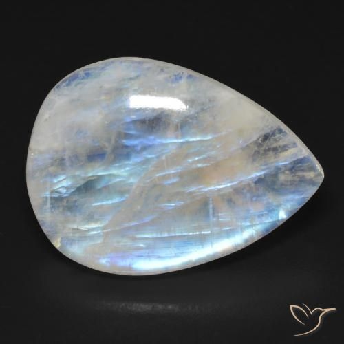 17.01 ct White Rainbow Moonstone Stone, Natural Rainbow Moonstone in Pear Cabochon Shape for Sale