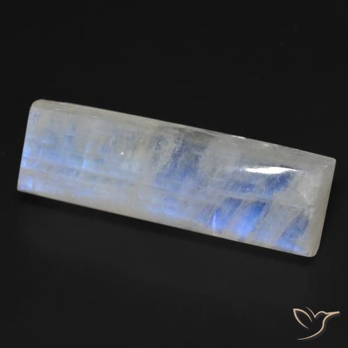 32.48 ct White Rainbow Moonstone Stone, Natural Rainbow Moonstone in Baguette Cabochon Shape for Sale
