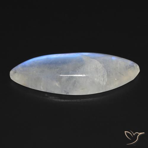 Rainbow Moonstone Gemstone in 31.3 x 12.7 mm Size for Sale, Rainbow Moonstone Stone in Bluish White Color