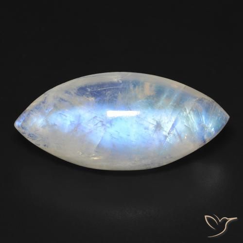 17.99ct Natural Bluish White Rainbow Moonstone, Marquise, Transparent
