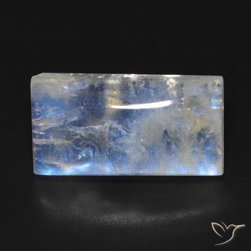 12.81ct Natural Bluish White Rainbow Moonstone, Baguette, Transparent