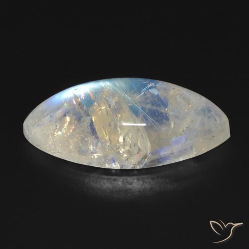 Rainbow Moonstone Gemstone in 21.7 x 9.6 mm Size for Sale, Rainbow Moonstone Stone in Bluish White Color