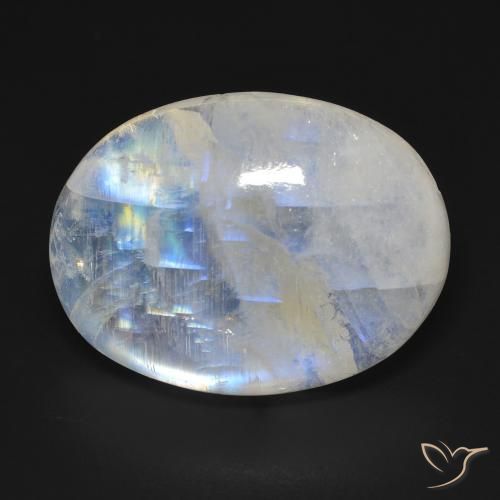 20.42ct Natural Bluish White Rainbow Moonstone, Oval, Transparent