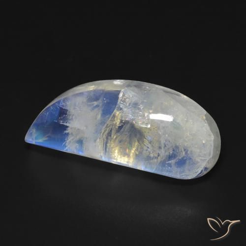 12.85 ct White Rainbow Moonstone Stone, Natural Rainbow Moonstone in Fancy Cabochon Shape for Sale