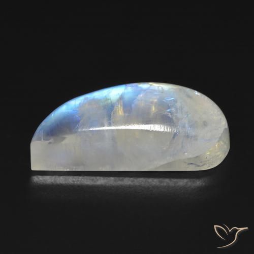 Rainbow Moonstone Gemstone in 22.6 x 10 mm Size for Sale, Rainbow Moonstone Stone in Bluish White Color