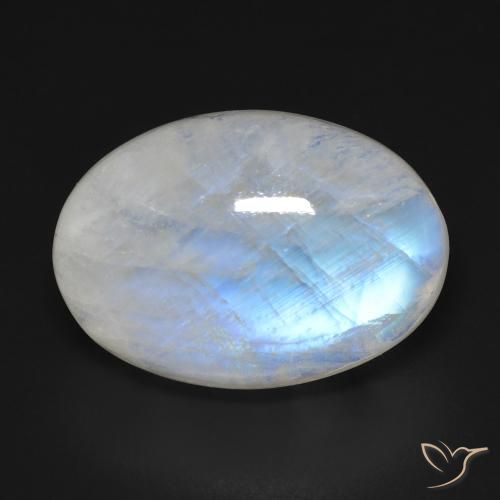 20.54ct Natural Bluish White Rainbow Moonstone, Oval, Transparent