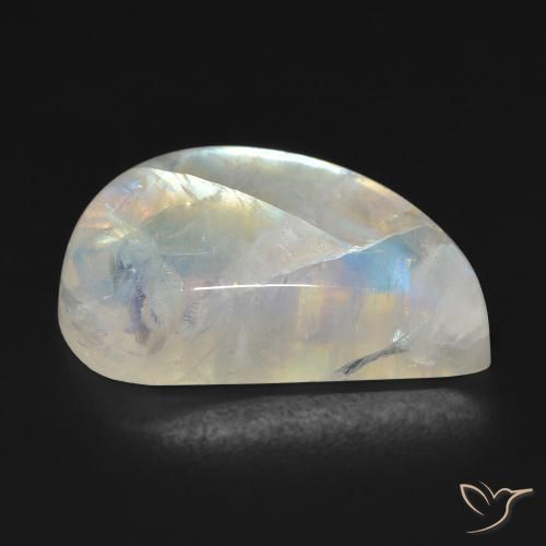 Rainbow Moonstone Gemstone in 22.1 x 12.6 mm Size for Sale, Rainbow Moonstone Stone in Bluish White Color