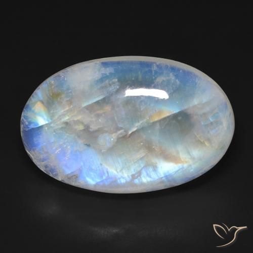 23.30ct Natural Bluish White Rainbow Moonstone, Oval, Opaque