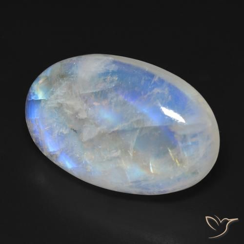 23.30 ct White Rainbow Moonstone Stone, Natural Rainbow Moonstone in Oval Cabochon Shape for Sale
