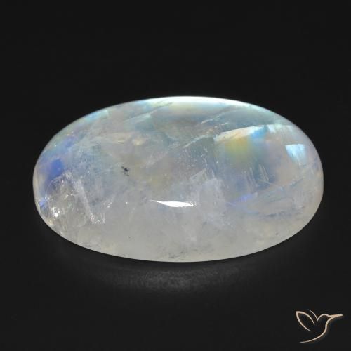 Rainbow Moonstone Gemstone in 25.2 x 16.1 mm Size for Sale, Rainbow Moonstone Stone in Bluish White Color