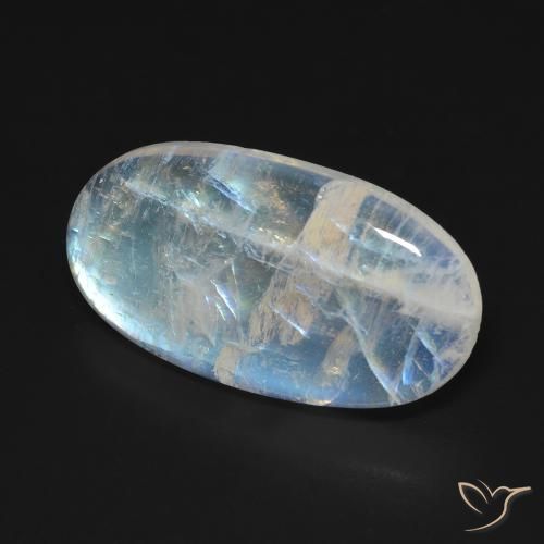 10.62 ct White Rainbow Moonstone Stone, Natural Rainbow Moonstone in Oval Cabochon Shape for Sale