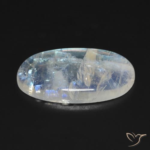 Rainbow Moonstone Gemstone in 23.7 x 12.9 mm Size for Sale, Rainbow Moonstone Stone in Bluish White Color