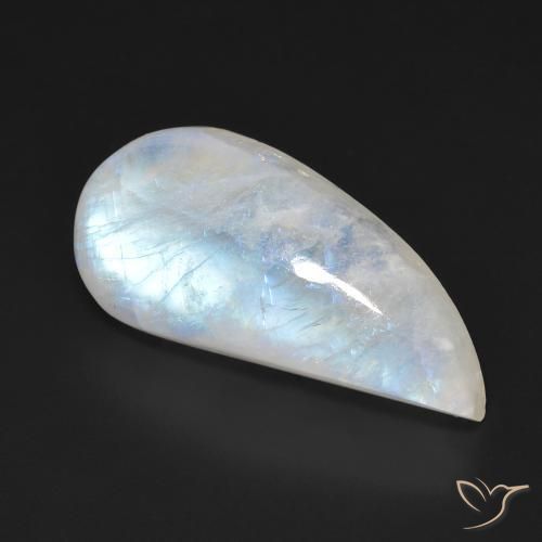 13.85 ct White Rainbow Moonstone Stone, Natural Rainbow Moonstone in Fancy Cabochon Shape for Sale