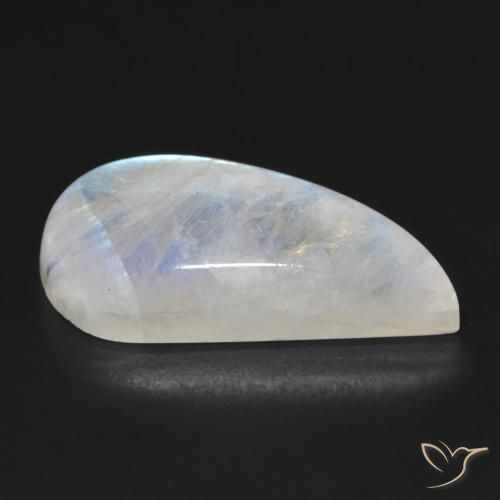 Rainbow Moonstone Gemstone in 21.2 x 11.4 mm Size for Sale, Rainbow Moonstone Stone in Bluish White Color