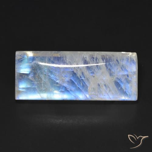 14.66ct Natural Bluish White Rainbow Moonstone, Baguette, Transparent