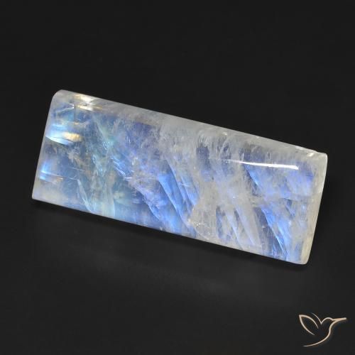 14.66 ct White Rainbow Moonstone Stone, Natural Rainbow Moonstone in Baguette Cabochon Shape for Sale