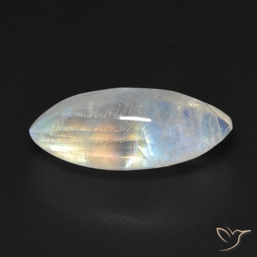 9.75ct Natural Bluish White Rainbow Moonstone, Marquise, Transparent